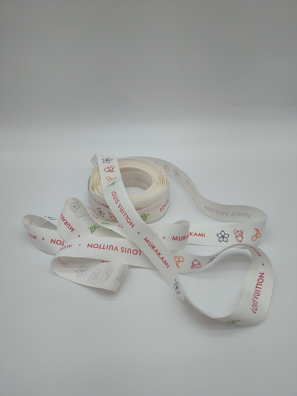 LOUIS VUITTON x MURAKAMI 12 Yard Ribbon White Multicolor Gift Wrap 1" Wide Rare